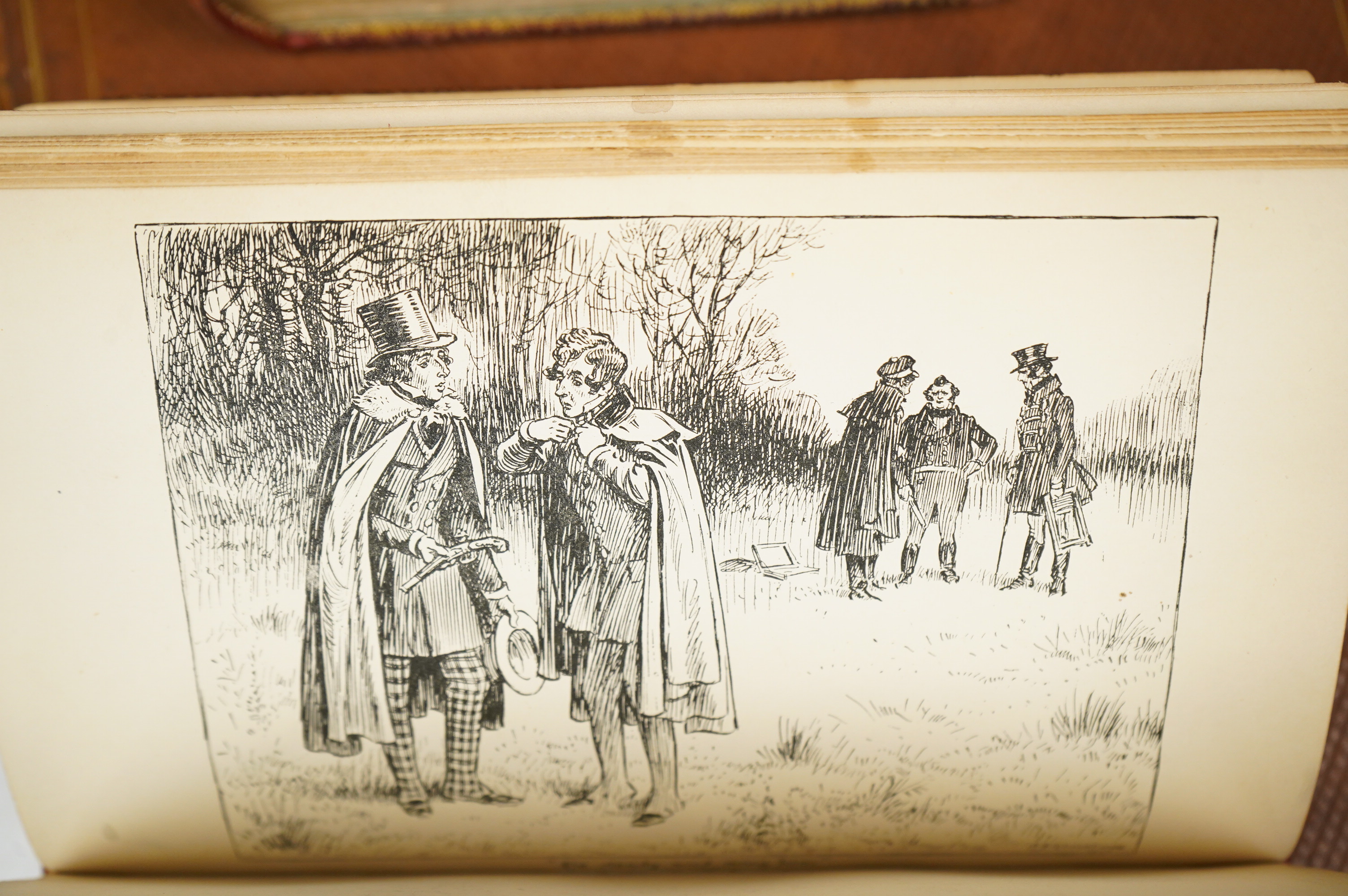 Dickens, Charles - The Posthumous Papers of the Pickwick Club. First Edition. Extra - Illustrated copy (bound as 2 vols.). pictorial engraved title, frontis. and 41 plates (by H.K. Browne, Seymour & Buss), half title; re